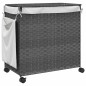 vidaXL Wäschekorb mit Rollen Grau 60x35x60,5 cm Rattan vidaXL Wäschekorb mit Rollen Grau 60x35x60,5 cm Rattan