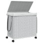 vidaXL Wäschekorb mit Rollen Weiß 60x35x60,5 cm Rattan vidaXL Wäschekorb mit Rollen Weiß 60x35x60,5 cm Rattan
