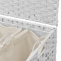 vidaXL Wäschekorb mit Rollen Weiß 66x35x60 cm Rattan vidaXL Wäschekorb mit Rollen Weiß 66x35x60 cm Rattan
