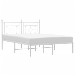 vidaXL Bettgestell mit Kopfteil Metall Weiß 135x190 cm
