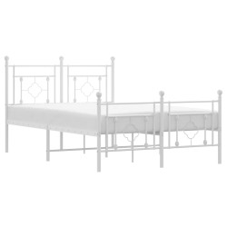 vidaXL Bettgestell mit Kopf- und Fußteil Metall Weiß 120x190 cm