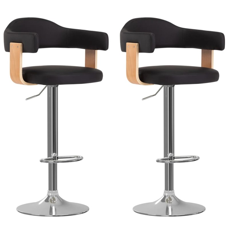vidaXL Barhocker 2 Stk. Schwarz Bugholz und Kunstleder vidaXL Barhocker 2 Stk. Schwarz Bugholz und Kunstleder