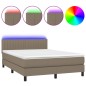 vidaXL Boxspringbett mit Matratze & LED Taupe 140x200 cm Stoff vidaXL Boxspringbett mit Matratze & LED Taupe 140x200 cm Stoff