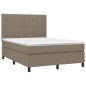 vidaXL Boxspringbett mit Matratze & LED Taupe 140x190 cm Stoff vidaXL Boxspringbett mit Matratze & LED Taupe 140x190 cm Stoff