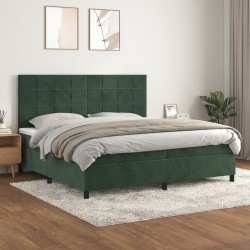 vidaXL Boxspringbett mit Matratze Dunkelgrün 200x200 cm Samt