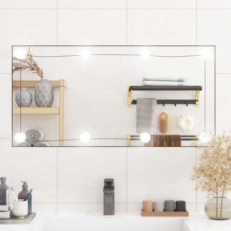 vidaXL Wandspiegel mit LED-Leuchten 40x80 cm Glas Rechteckig
