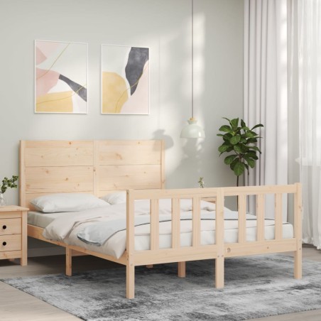 vidaXL Massivholzbett mit Kopfteil