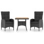 vidaXL 3-tlg. Garten-Essgruppe Poly Rattan und Akazienholz Schwarz vidaXL 3-tlg. Garten-Essgruppe Poly Rattan und Akazienholz Schwarz