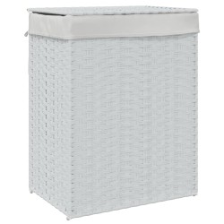 vidaXL Wäschekorb mit Deckel Weiß 46x33x60 cm Poly Rattan