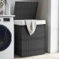 vidaXL Wäschekorb mit Deckel Grau 46x33x60 cm Poly Rattan vidaXL Wäschekorb mit Deckel Grau 46x33x60 cm Poly Rattan