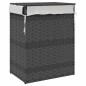 vidaXL Wäschekorb mit Deckel Grau 46x33x60 cm Poly Rattan vidaXL Wäschekorb mit Deckel Grau 46x33x60 cm Poly Rattan