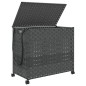 vidaXL Wäschekorb mit Rollen Grau 66x35x60 cm Rattan vidaXL Wäschekorb mit Rollen Grau 66x35x60 cm Rattan