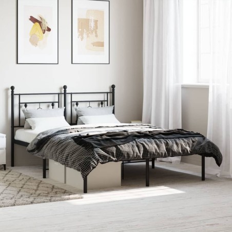 vidaXL Bettgestell mit Kopfteil Metall Schwarz 140x200 cm