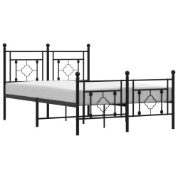 vidaXL Bettgestell mit Kopf- und Fußteil Metall Schwarz 120x190 cm