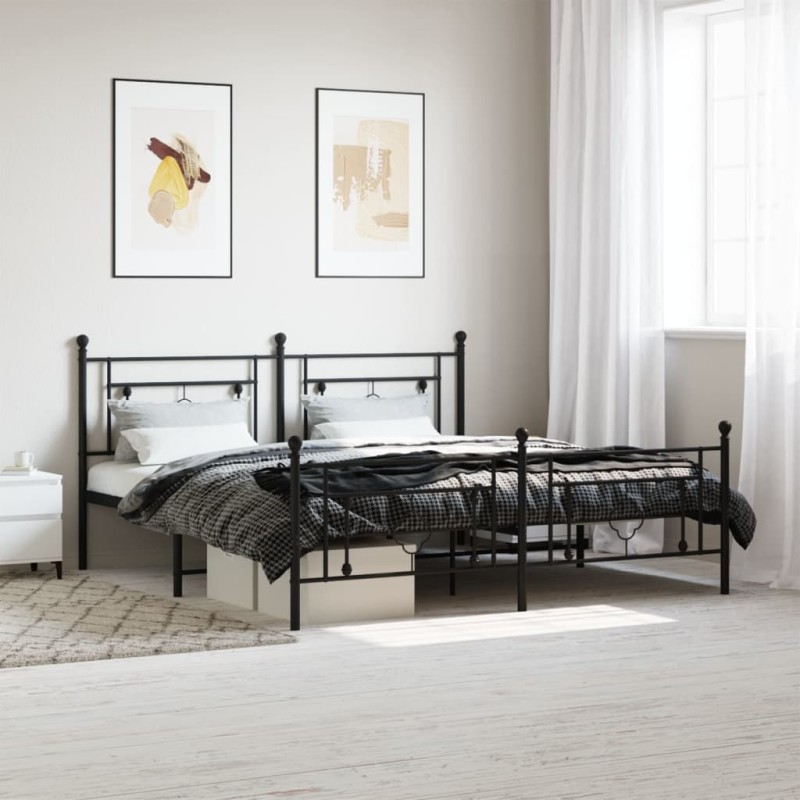 vidaXL Bettgestell mit Kopf- und Fußteil Metall Schwarz 180x200 cm vidaXL Bettgestell mit Kopf- und Fußteil Metall Schwarz 180x200 cm