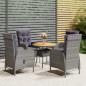 5-tlg. Garten-Bistro-Set Poly Rattan Grau 5-tlg. Garten-Bistro-Set Poly Rattan Grau