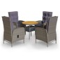 5-tlg. Garten-Bistro-Set Poly Rattan Grau 5-tlg. Garten-Bistro-Set Poly Rattan Grau