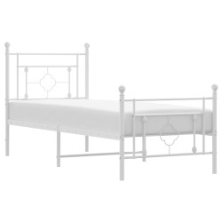 vidaXL Bettgestell mit Kopf- und Fußteil Metall Weiß 75x190 cm