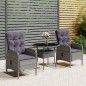 vidaXL 3-tlg. Garten-Bistro-Set Poly Rattan Grau vidaXL 3-tlg. Garten-Bistro-Set Poly Rattan Grau