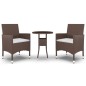 3-tlg. Garten-Essgruppe Poly Rattan Braun 3-tlg. Garten-Essgruppe Poly Rattan Braun