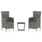 3-tlg. Garten-Lounge-Set mit Kissen Poly Rattan Grau 3-tlg. Garten-Lounge-Set mit Kissen Poly Rattan Grau