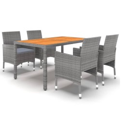 5-tlg. Garten-Essgruppe Poly Rattan Grau