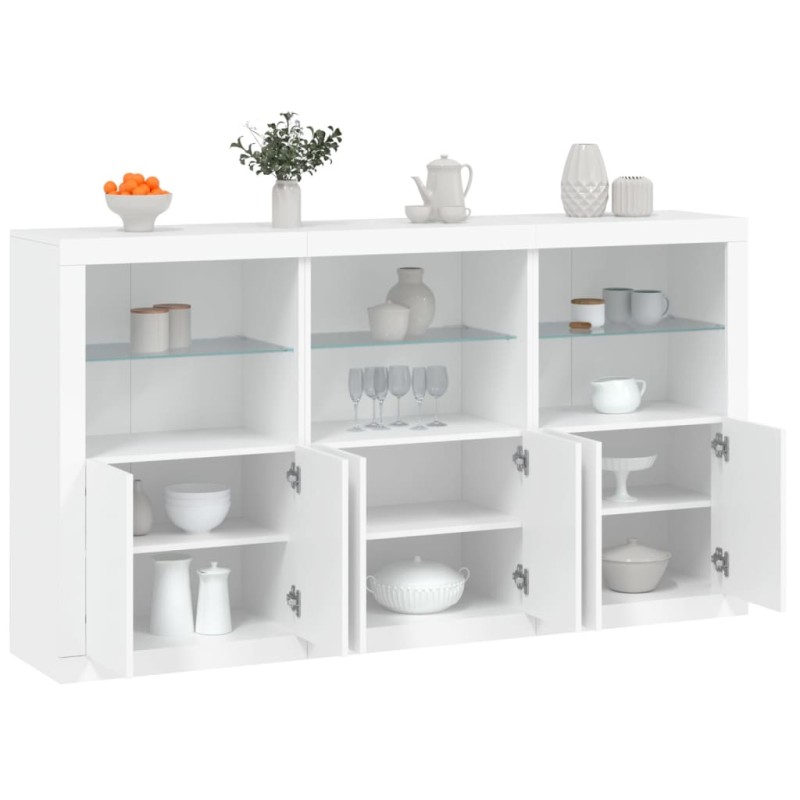 vidaXL Sideboard mit LED-Leuchten Weiß 181,5x37x100 cm vidaXL Sideboard mit LED-Leuchten Weiß 181,5x37x100 cm