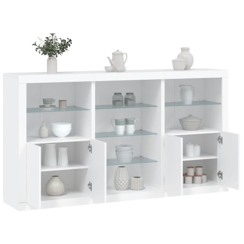 vidaXL Sideboard mit LED-Leuchten Weiß 181,5x37x100 cm vidaXL Sideboard mit LED-Leuchten Weiß 181,5x37x100 cm