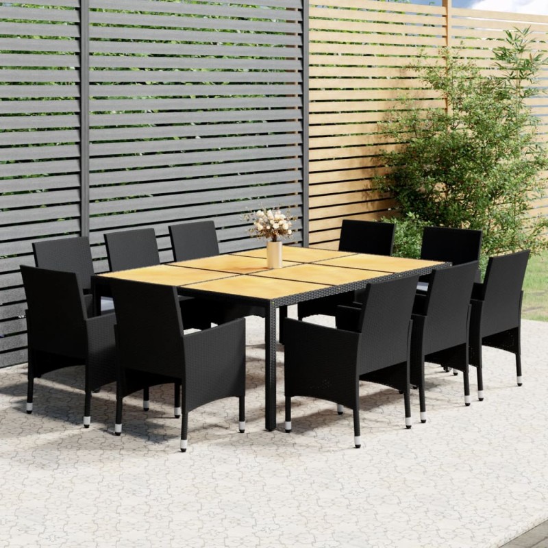 11-tlg. Garten-Essgruppe Poly Rattan Schwarz 11-tlg. Garten-Essgruppe Poly Rattan Schwarz