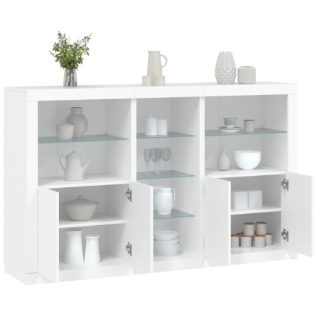 vidaXL Sideboard mit LED-Leuchten Weiß 162x37x100 cm