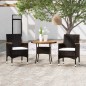 3-tlg. Garten-Essgruppe Poly Rattan Schwarz 3-tlg. Garten-Essgruppe Poly Rattan Schwarz