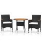 3-tlg. Garten-Essgruppe Poly Rattan Schwarz 3-tlg. Garten-Essgruppe Poly Rattan Schwarz