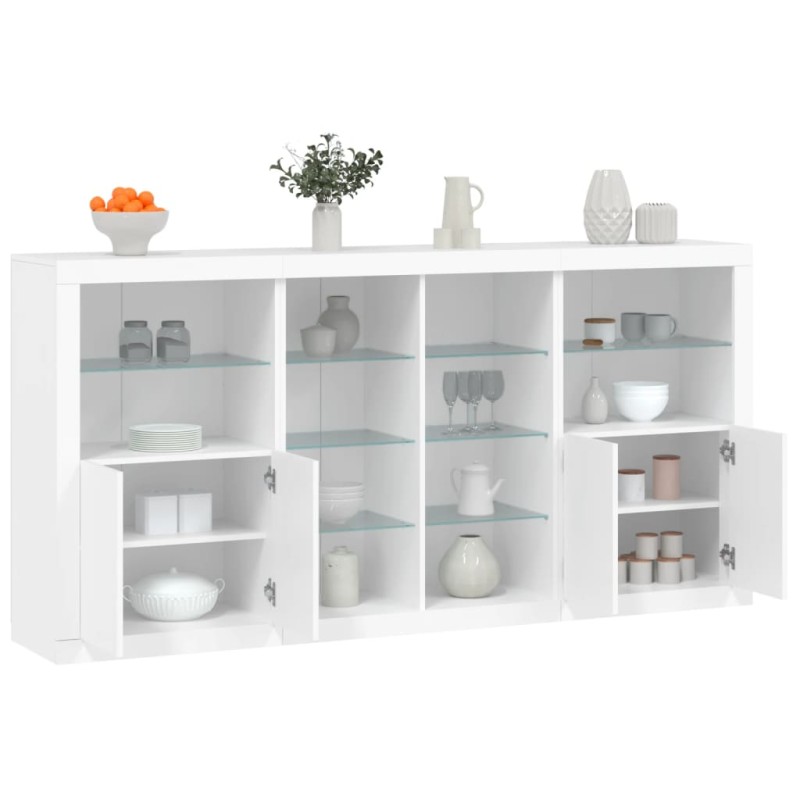 vidaXL Sideboard mit LED-Leuchten Weiß 202x37x100 cm vidaXL Sideboard mit LED-Leuchten Weiß 202x37x100 cm