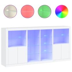 vidaXL Sideboard mit LED-Leuchten Weiß 202x37x100 cm