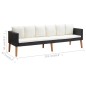 3-tlg. Garten-Lounge-Set mit Kissen Poly Rattan Schwarz 3-tlg. Garten-Lounge-Set mit Kissen Poly Rattan Schwarz