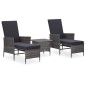 3-tlg. Garten-Lounge-Set mit Kissen Poly Rattan Grau 3-tlg. Garten-Lounge-Set mit Kissen Poly Rattan Grau