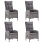 5-tlg. Garten-Essgruppe Poly Rattan und Glas Grau 5-tlg. Garten-Essgruppe Poly Rattan und Glas Grau