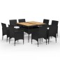 9-tlg. Garten-Essgruppe Poly Rattan Akazie Massivholz Schwarz 9-tlg. Garten-Essgruppe Poly Rattan Akazie Massivholz Schwarz