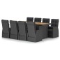 9-tlg. Garten-Essgruppe mit Auflagen Poly Rattan Schwarz 9-tlg. Garten-Essgruppe mit Auflagen Poly Rattan Schwarz