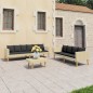 3-tlg. Garten-Lounge-Set mit Auflagen Poly Rattan Beige 3-tlg. Garten-Lounge-Set mit Auflagen Poly Rattan Beige