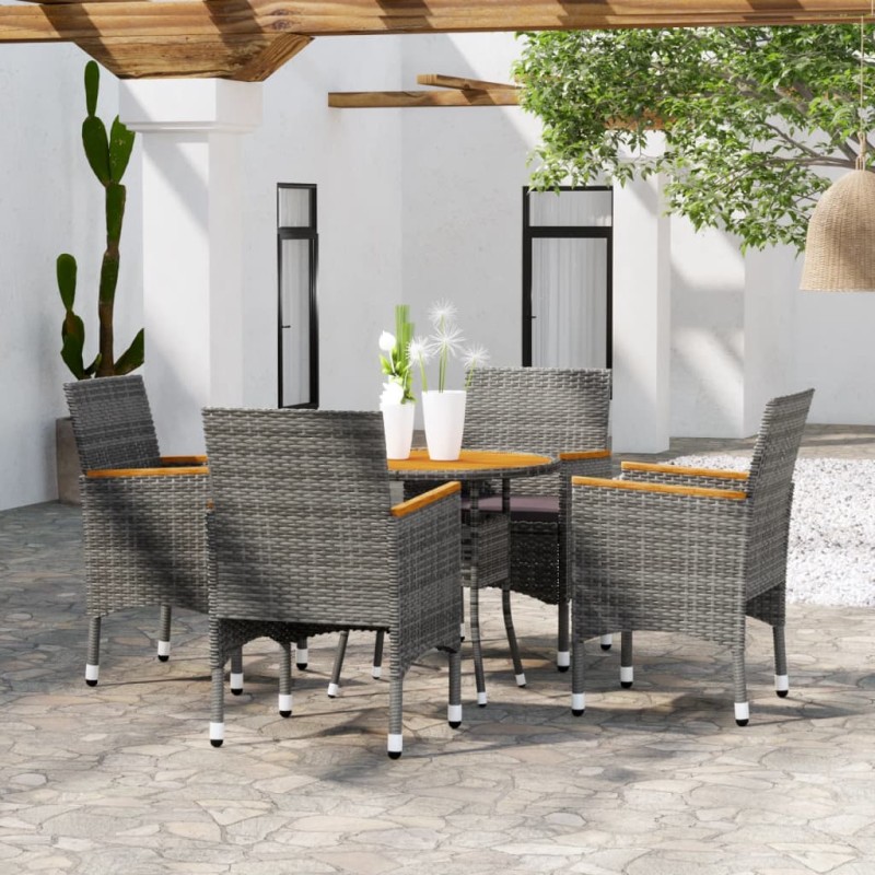 vidaXL 5-tlg. Garten-Essgruppe Poly Rattan Grau vidaXL 5-tlg. Garten-Essgruppe Poly Rattan Grau