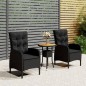 3-tlg. Garten-Bistro-Set Poly Rattan Schwarz 3-tlg. Garten-Bistro-Set Poly Rattan Schwarz