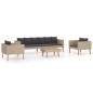 4-tlg. Garten-Lounge-Set mit Auflagen Poly Rattan Beige 4-tlg. Garten-Lounge-Set mit Auflagen Poly Rattan Beige