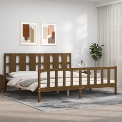 Bettgestell mit Kopfteil Honigbraun 180x200 cm Massivholz