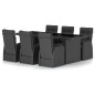 7-tlg. Garten-Essgruppe mit Auflagen Poly Rattan Schwarz 7-tlg. Garten-Essgruppe mit Auflagen Poly Rattan Schwarz