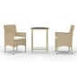 3-tlg. Bistro-Set Poly Rattan und Hartglas Beige 3-tlg. Bistro-Set Poly Rattan und Hartglas Beige