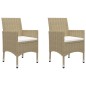 3-tlg. Bistro-Set Poly Rattan und Hartglas Beige 3-tlg. Bistro-Set Poly Rattan und Hartglas Beige