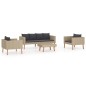 4-tlg. Garten-Lounge-Set mit Auflagen Poly Rattan Beige 4-tlg. Garten-Lounge-Set mit Auflagen Poly Rattan Beige