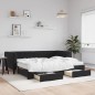 vidaXL Tagesbett Ausziehbar mit Schubladen Schwarz 90x190 cm Samt vidaXL Tagesbett Ausziehbar mit Schubladen Schwarz 90x190 cm Samt