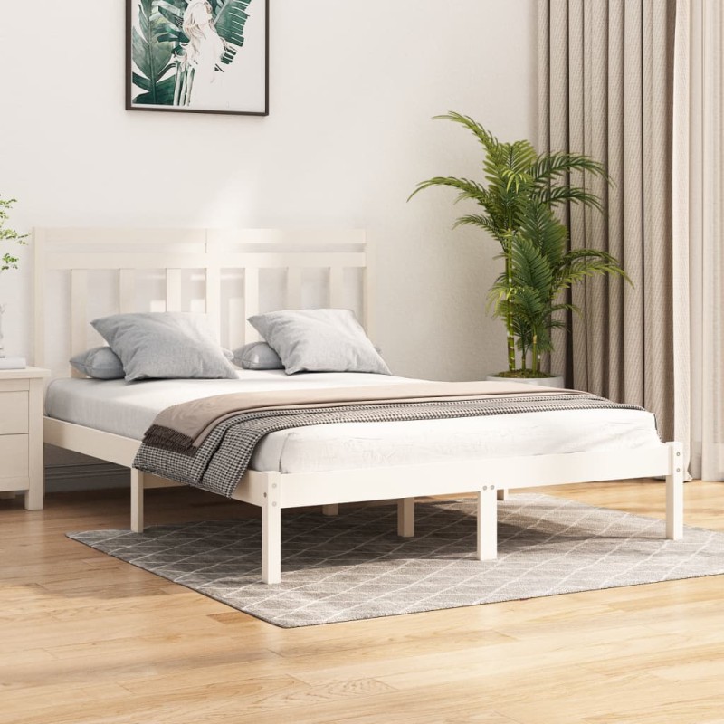 vidaXL Massivholzbett Weiß 135x190 cm vidaXL Massivholzbett Weiß 135x190 cm